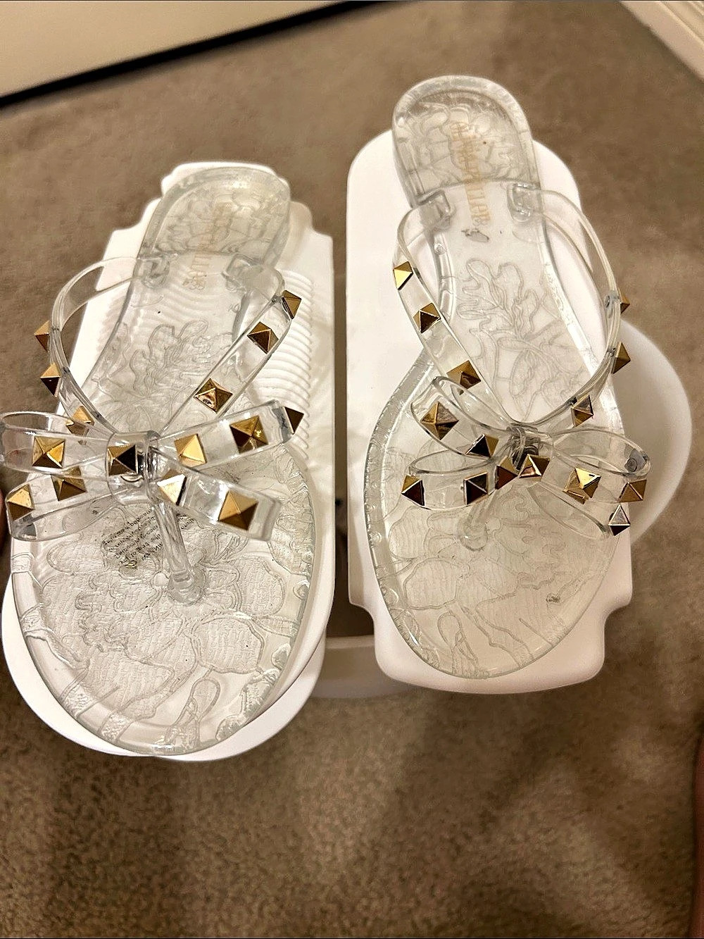 Stud Bow Tie Sandals Clear Sandals